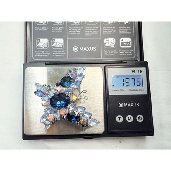 Juliana Style Blue AB Rhinestone Layered Butterfly Brooch D&E - Picture 9 of 9